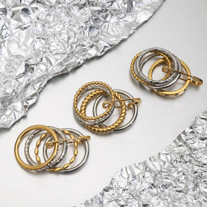 1 Paire De Boucles D'Oreilles Simples En Forme De Broche, En Acier Inoxydable Imperméable, Couleur Or. h5 Image5