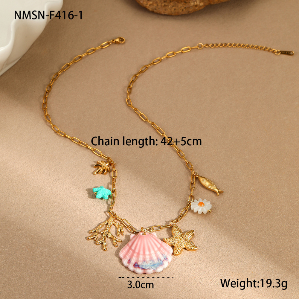 Colliers Pour Femmes Avec Pendentif Sur Le Thème De L'Océan, Style Complexe Hôtelier Image2