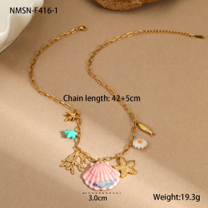 Colliers Pour Femmes Avec Pendentif Sur Le Thème De L'Océan, Style Complexe Hôtelier h5 Image2