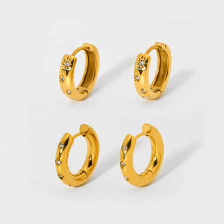 Boucles d'oreilles Simple Series Daily Geometric en acier inoxydable étanche couleur or