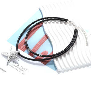 Colliers Avec Pendentif Étoile De Mer En Alliage De Corde Pu h5 Image4