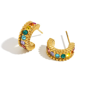 Boucles D'Oreilles Puces Élégantes Et Imperméables En Acier Inoxydable Uni, Collection De Luxe (1 Pièce). h5