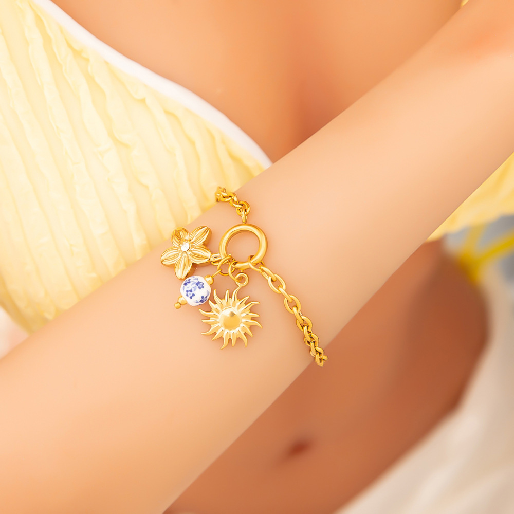 Bracelets À Breloques Classiques Pour Femmes, En Acier Inoxydable, Étanches, Couleur Or Image5