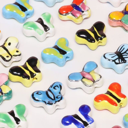 1 pièce de perle papillon en céramique pour bijoux à faire soi-même 2