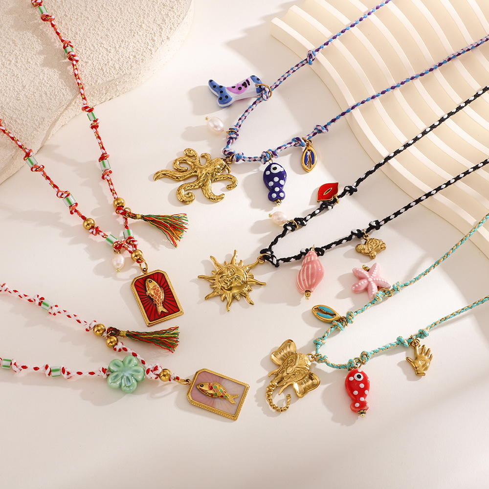 Colliers À Pendentif En Or Représentant Un Organisme Marin Pour Femme Image3