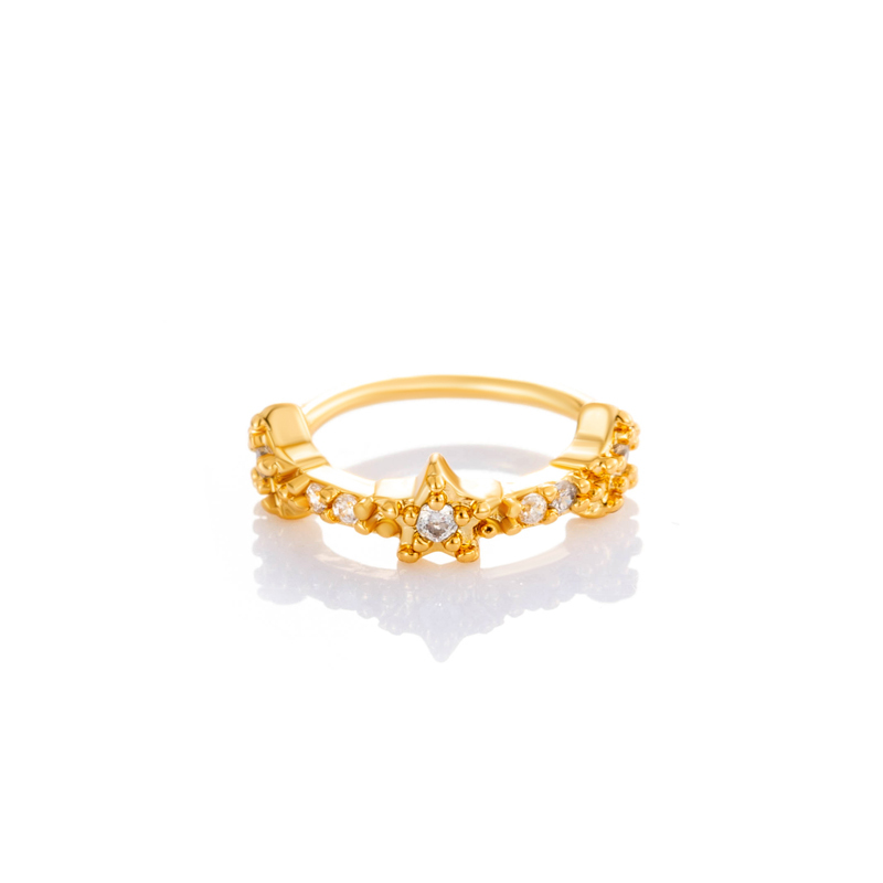 1 Pièce De Piercing De Nez En Forme D'Étoile En Cuivre Doré Et Zircon Pour Femme 