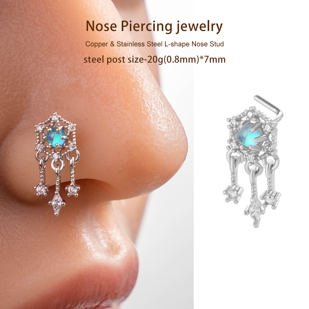 1 Pièce De Piercing De Nez Délicat En Cuivre Doré Et Zircon Pour Femme h5Image6