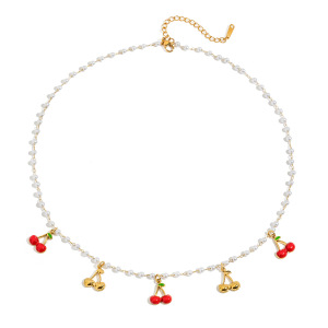 Collier Pendentif Sweet Cherry En Acier Inoxydable Étanche Couleur Or h5 