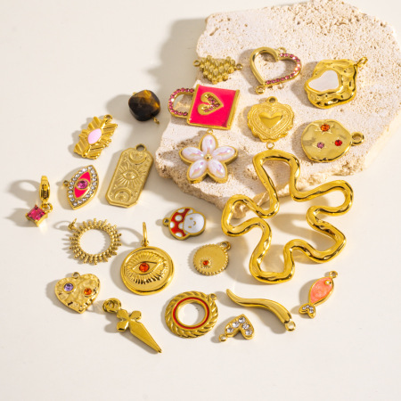 1 paire de pendentifs géométriques rétro en acier inoxydable couleur or pour femme, série simple