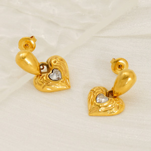 Boucles D'Oreilles Pendantes Rétro En Acier Inoxydable Doré, Imperméables, En Forme De Cœur h5 Image3