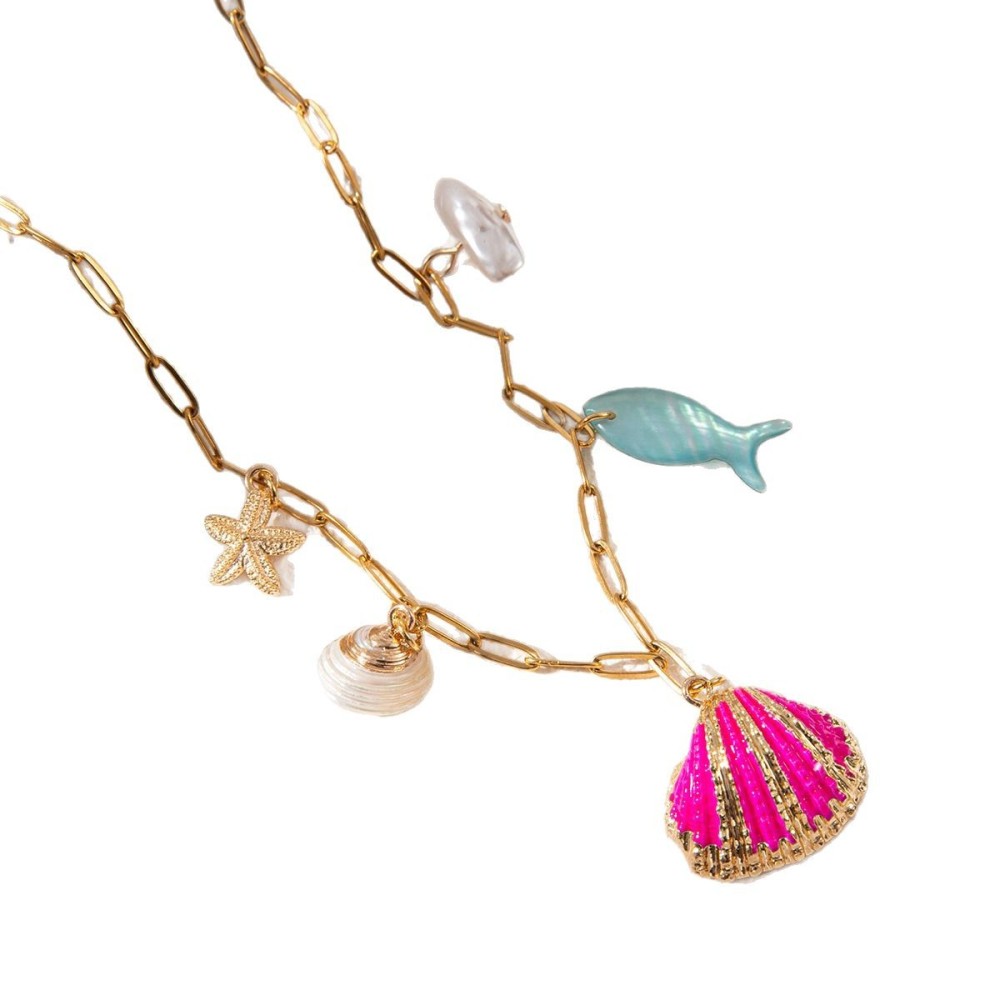 Collier Pour Femme Avec Pendentif Coquillage De La Série Océan, En Acier Inoxydable Étanche Image3