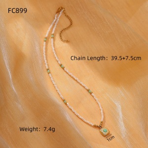 Colliers Pour Femmes En Acier Inoxydable Imperméable, En Forme De Cœur Et Perles Rétro h5 Image4