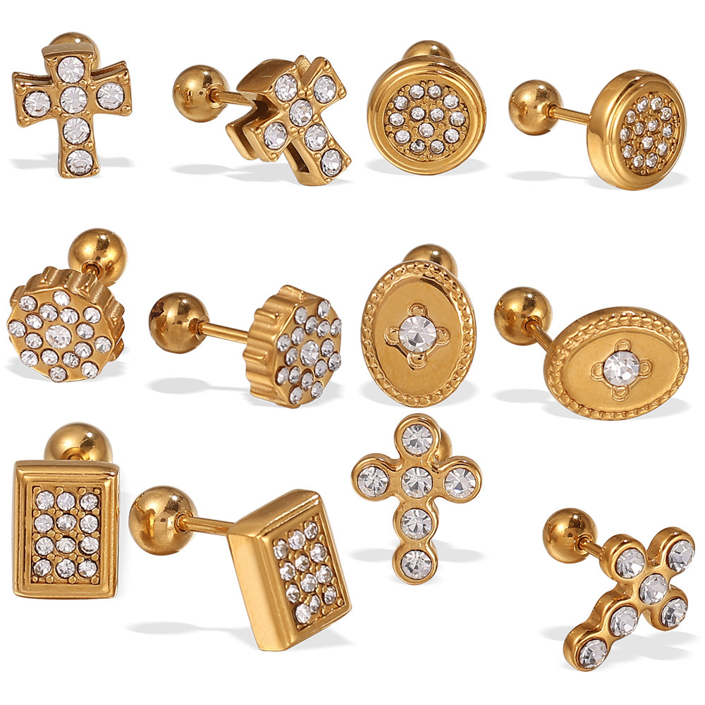 Boucles D'Oreilles Piercing En Acier Inoxydable Étanche Couleur Or Image5