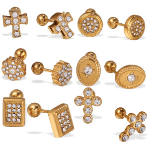 Boucles D'Oreilles Piercing En Acier Inoxydable Étanche Couleur Or h5 Image5