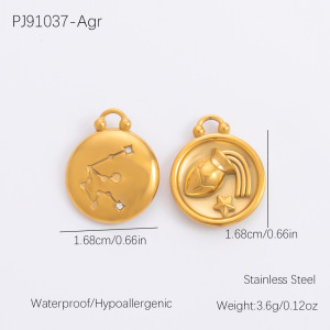 Pendentifs Pour Femmes Constellation Ronds En Acier Inoxydable Étanche Couleur Or h5 Image2