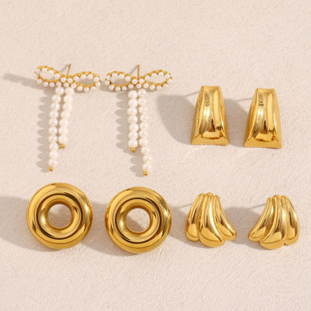 Boucles d'oreilles puces élégantes géométriques en acier inoxydable imperméable pour femme (1 pièce)