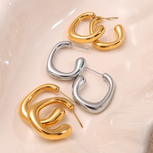 Boucles D'Oreilles Puces Simples En Acier Inoxydable Imperméable Couleur Or h5 Image2