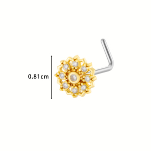 1 Pièce De Clou De Nez Pour Femme En Forme De Fleur Éblouissante, Couleur Cuivre Et Or, Zircon h5 Image2