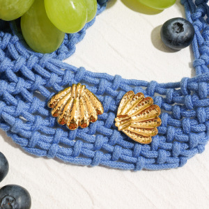 Boucles D'Oreilles Puces En Acier Inoxydable Étanche Couleur Or, En Forme De Coquillage h5 Image6