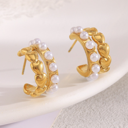 Boucles d'oreilles créoles pour femmes, élégantes et imperméables, en acier inoxydable uni de la collection Simple Series