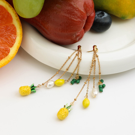 Boucles d'oreilles pendantes en forme de fruits dorés 2