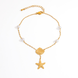 Bracelet De Cheville Femme Étanche En Acier Inoxydable Avec Pendentif Étoile De Mer Léger Et Luxueux h5 