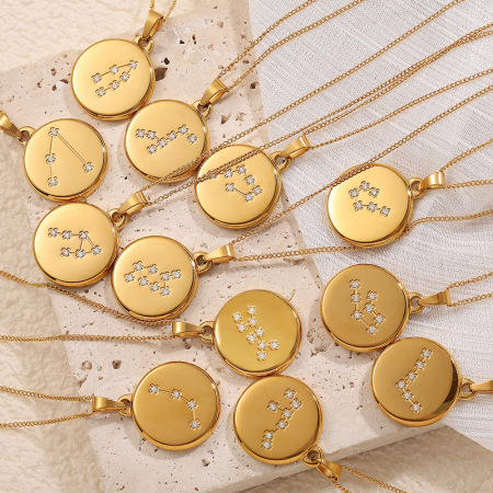 Colliers Pendentifs En Acier Inoxydable Douze Constellations