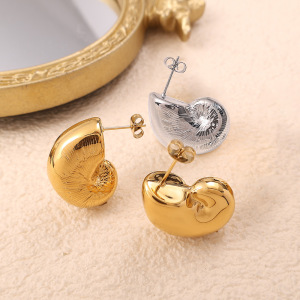 Boucles D'Oreilles Puces Simples En Acier Inoxydable Imperméable Couleur Or h5 Image3