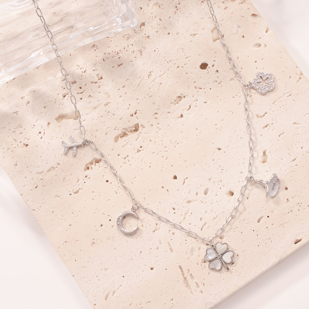 Colliers Pendentifs Pour Femmes En Acier Inoxydable, Couleur Or, Motif Trèfle Romantique Image6