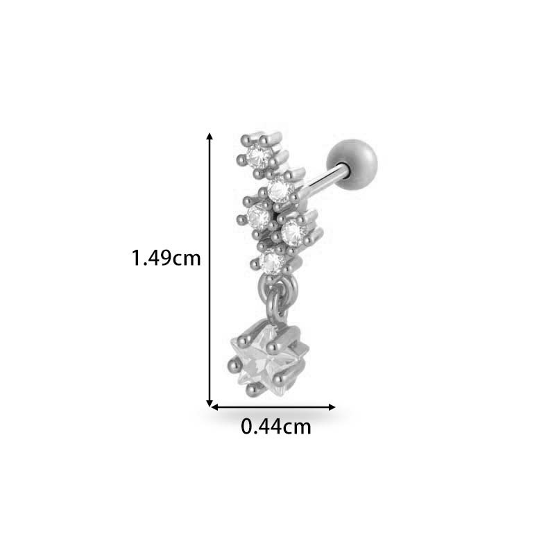Boucles D'Oreilles Piercing Lune Cuivre Or Zircon 1 Pièce Image2