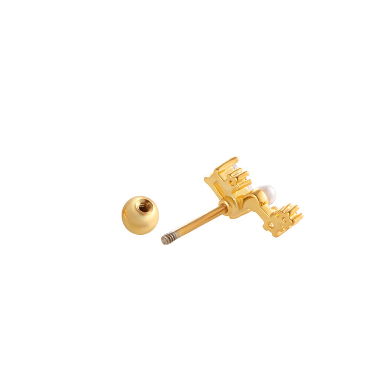 1 Pièce De Boucles D'Oreilles Piercing Pour Femme, Série Simple, Soleil/Lune, Cuivre, Couleur Or, Zircon Image7
