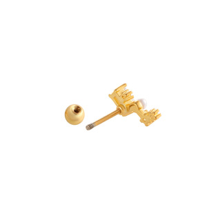 1 Pièce De Boucles D'Oreilles Piercing Pour Femme, Série Simple, Soleil/Lune, Cuivre, Couleur Or, Zircon h5 Image7