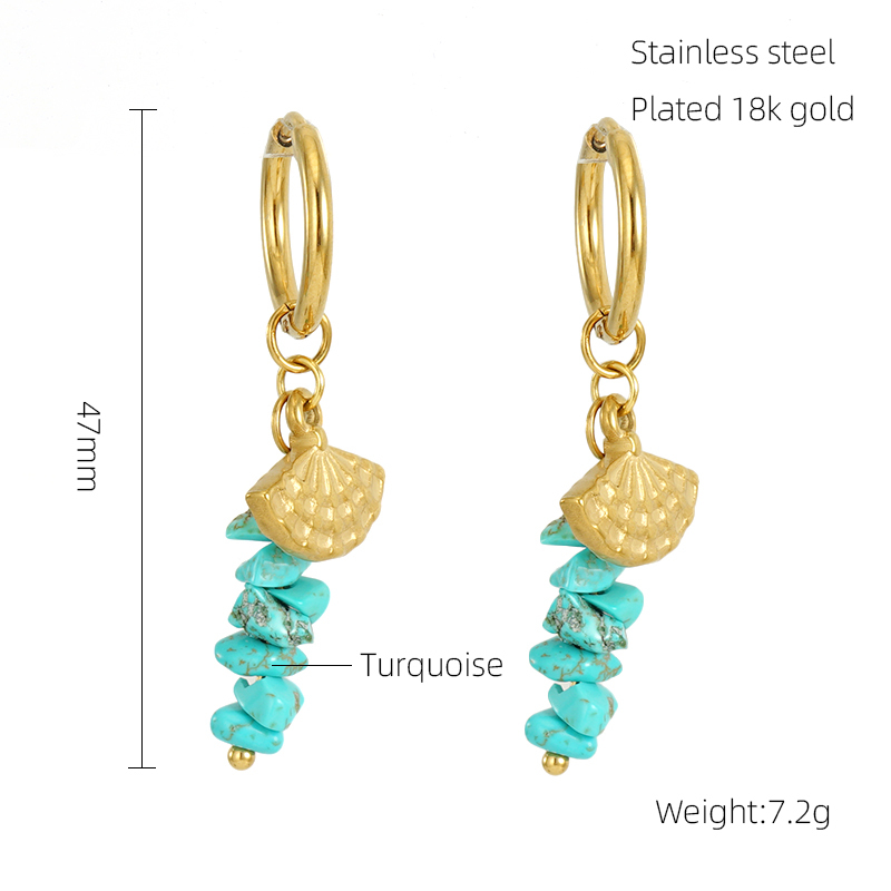 Boucles D'Oreilles Pendantes Classiques En Acier Inoxydable Étanche Couleur Or h5Image2