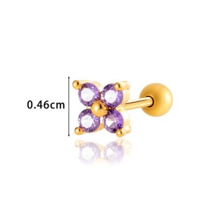 Boucles D'Oreilles Piercing Pour Femme, Série Simple, Fleur Simple, Cuivre, Or, Zircone h5 Image2