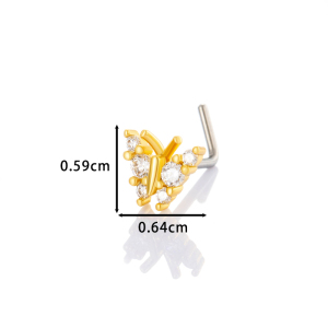 1 Pièce De Piercing De Nez Papillon En Cuivre Doré Et Zircon Pour Femme h5 Image2