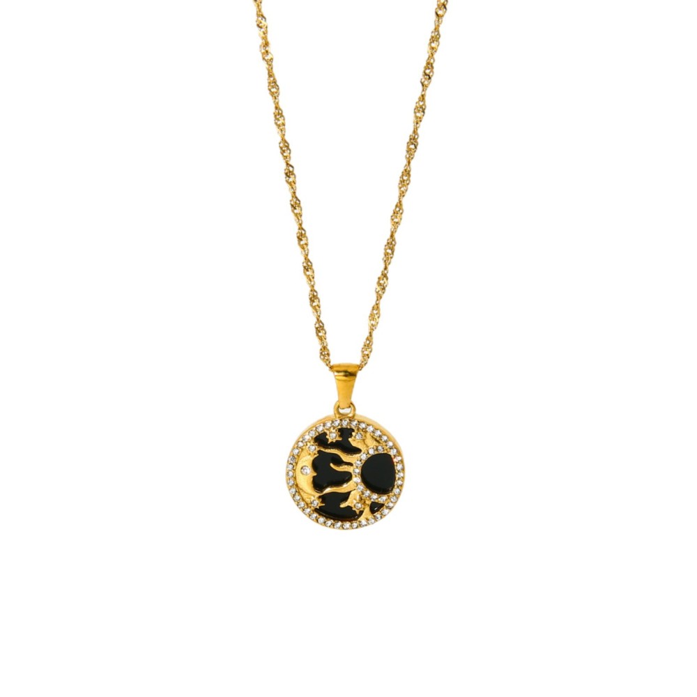 Colliers Pendentifs De Luxe En Acier Inoxydable Couleur Or, Motif Lune Image5