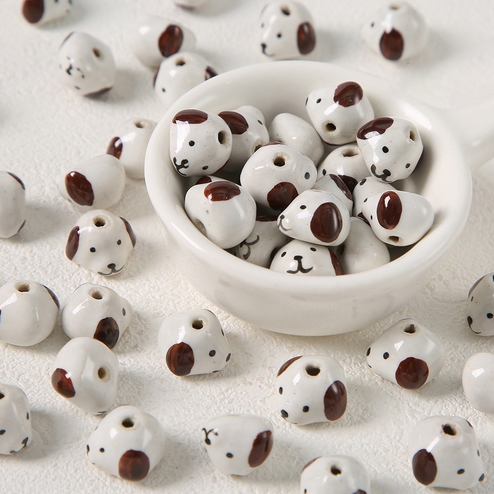 1 Pièce De Perle En Céramique En Forme De Chien Mignon Pour Bijoux À Faire Soi-Même 