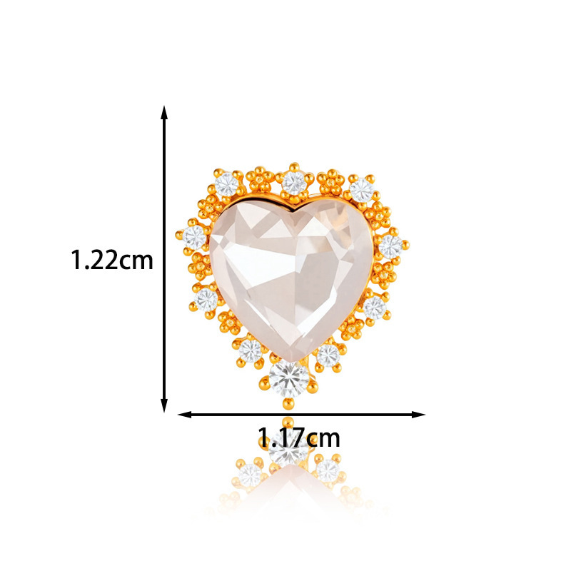 1 Pièce De Boucles D'Oreilles Piercing Pour Femme En Forme De Cœur Simple, Couleur Cuivre Et Or, Zircone h5Image2