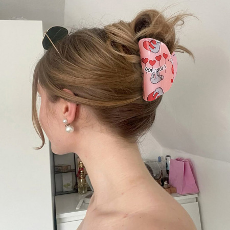 1 paire de pinces à cheveux en PVC pour femme, série simple, style décontracté, motif cœur 2