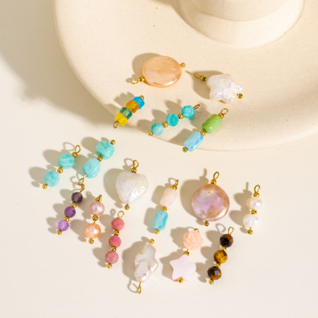 1 paire de pendentifs pour femme en pierres naturelles, série Simple Sweet Droplet 2
