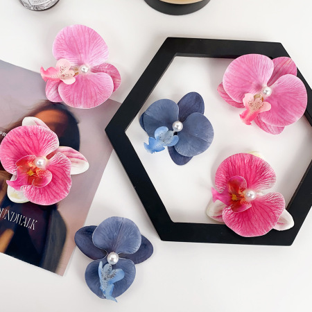 Pinces à cheveux pour femmes en tissu à fleurs douces de la série romantique