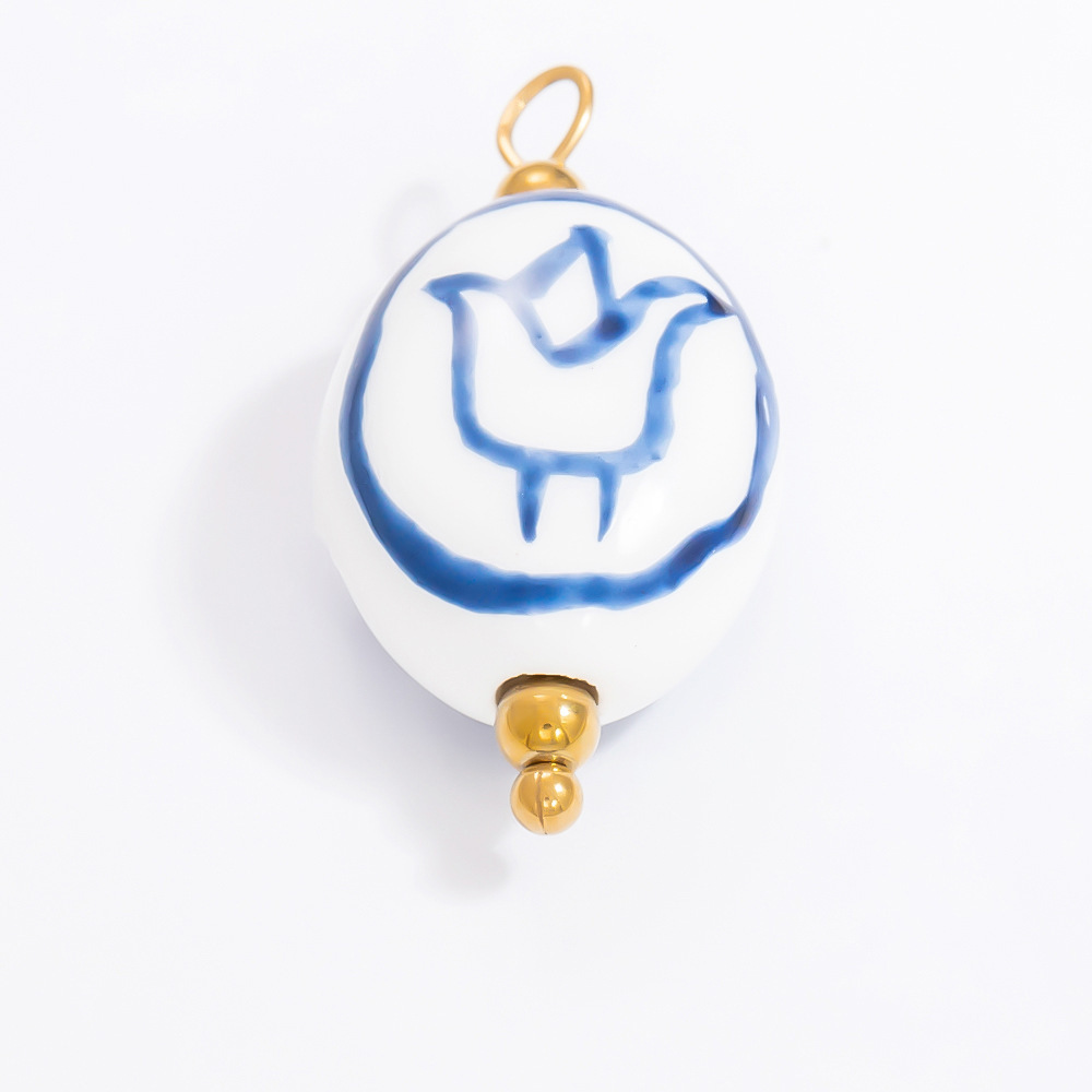 Pendentifs Pour Femmes En Porcelaine Bleue Et Blanche, Acier Inoxydable, Couleur Or, Étanches Image6