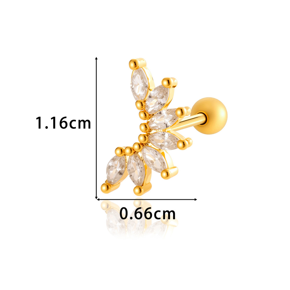 Boucles D'Oreilles Piercing En Zircon Couleur Cuivre Or h5Image2