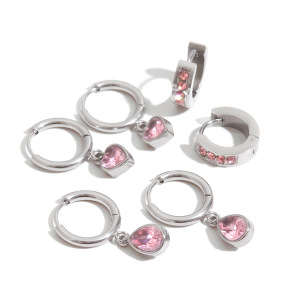 Boucles D'Oreilles En Acier Inoxydable Imperméables En Forme De Cœur h5 Image4