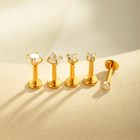 Boucles d'oreilles piercing en acier inoxydable couleur or 1 pièce