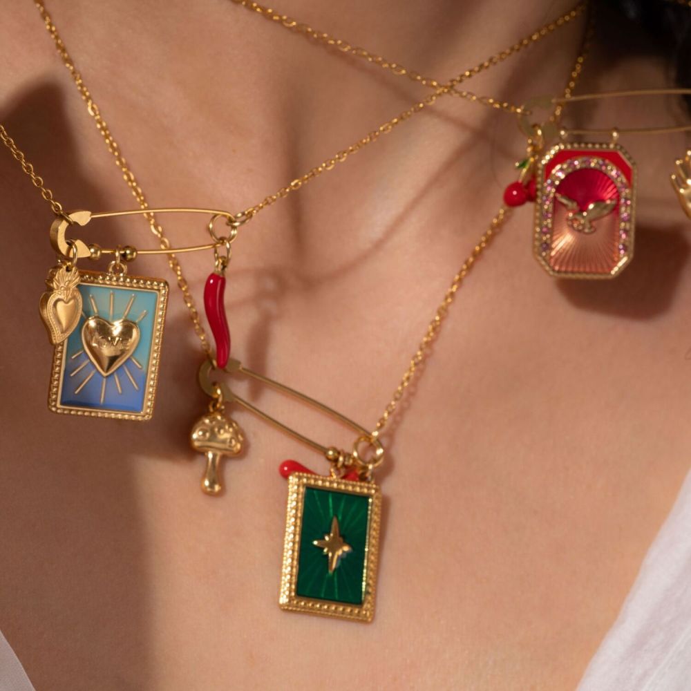 Colliers Pendentifs Pour Femmes, Charmants, En Acier Inoxydable Polychrome, Étanches, Couleur Or Image3