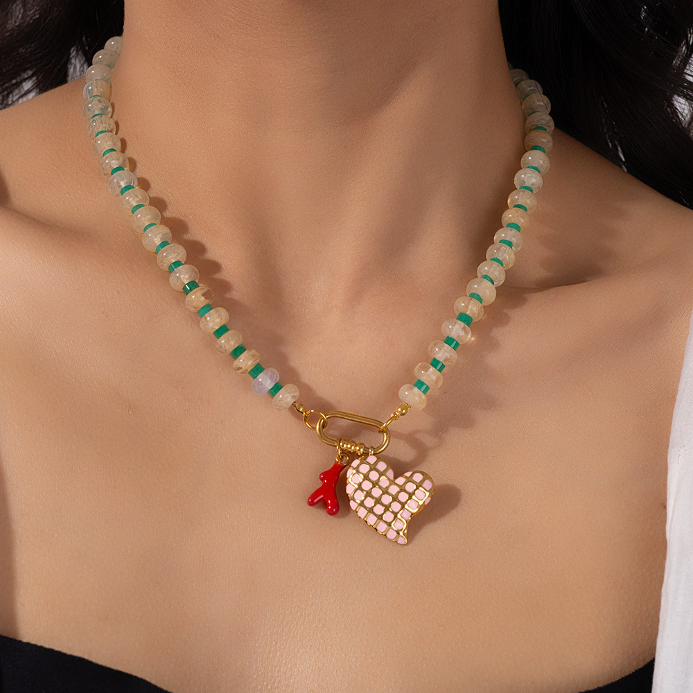 1 Paire De Colliers Pendentifs Pour Femmes, Collection Romantique « Sweet Heart », En Acier Inoxydable Étanche Couleur Or h5Image5