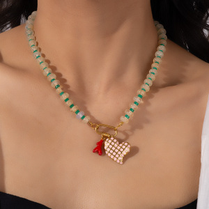 1 Paire De Colliers Pendentifs Pour Femmes, Collection Romantique « Sweet Heart », En Acier Inoxydable Étanche Couleur Or h5 Image5