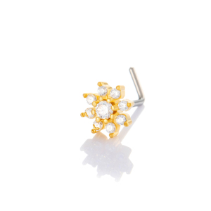 1 Pièce De Clou De Nez En Forme De Fleur En Cuivre Doré Et Zircon Pour Femme h5