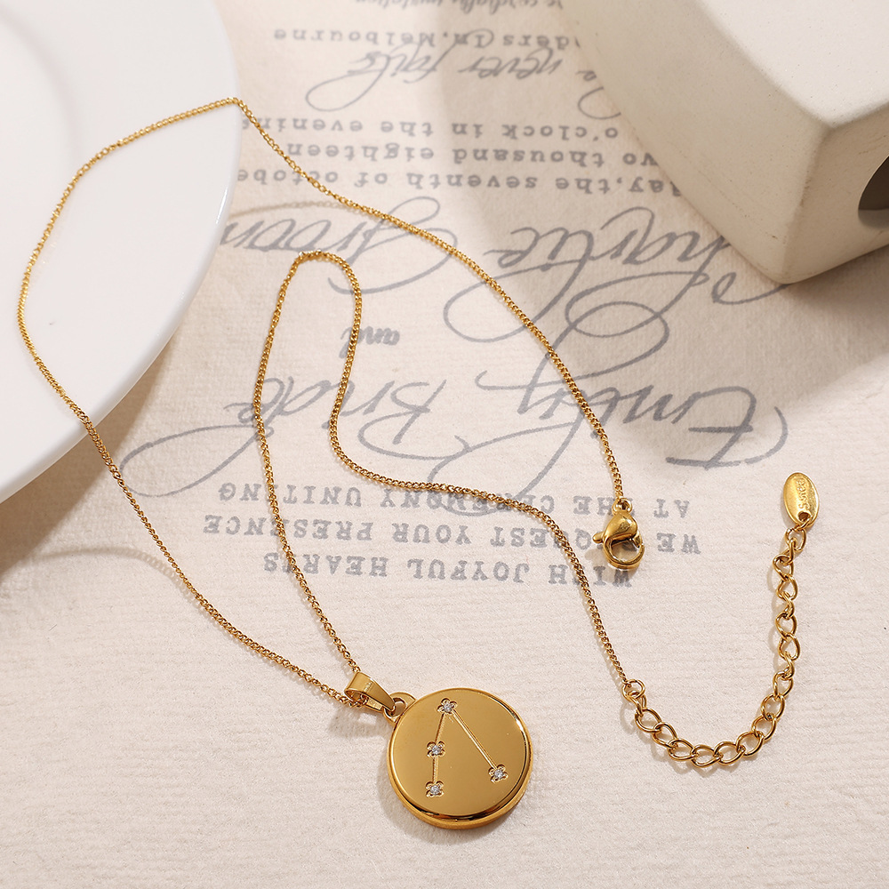 Colliers Pendentifs En Acier Inoxydable Douze Constellations Image3